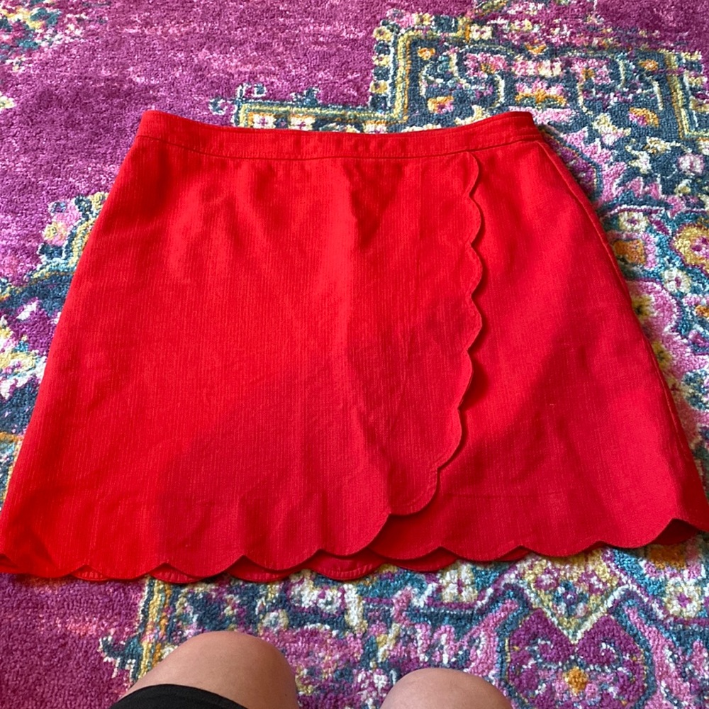 Red J crew scalloped skirt size 12